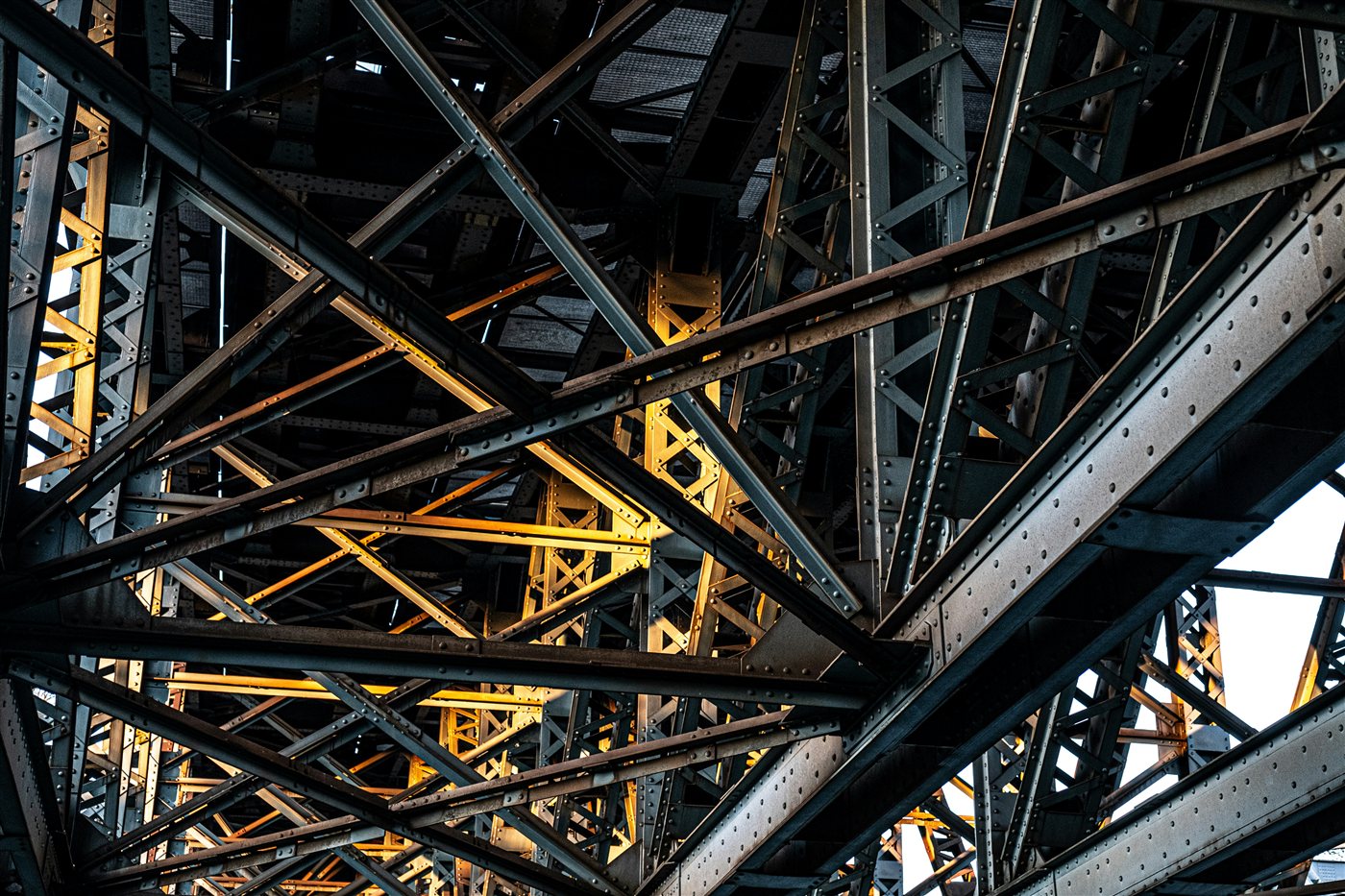 Yellow steel structural framework