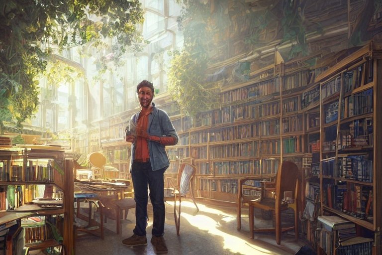 AI Image Of A Man In A Library